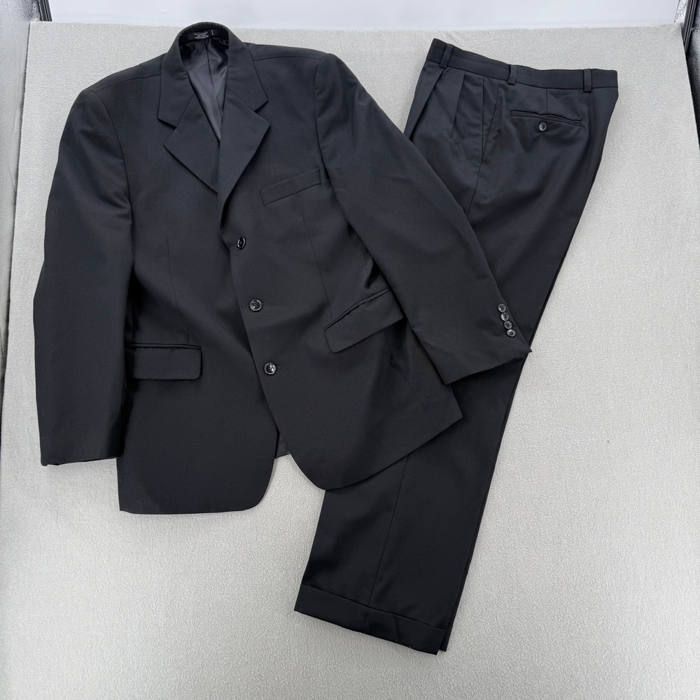 Vintage 80s André Villard Paris Wool 2 Piece Suit Men Jacket 40R Pants 31x30